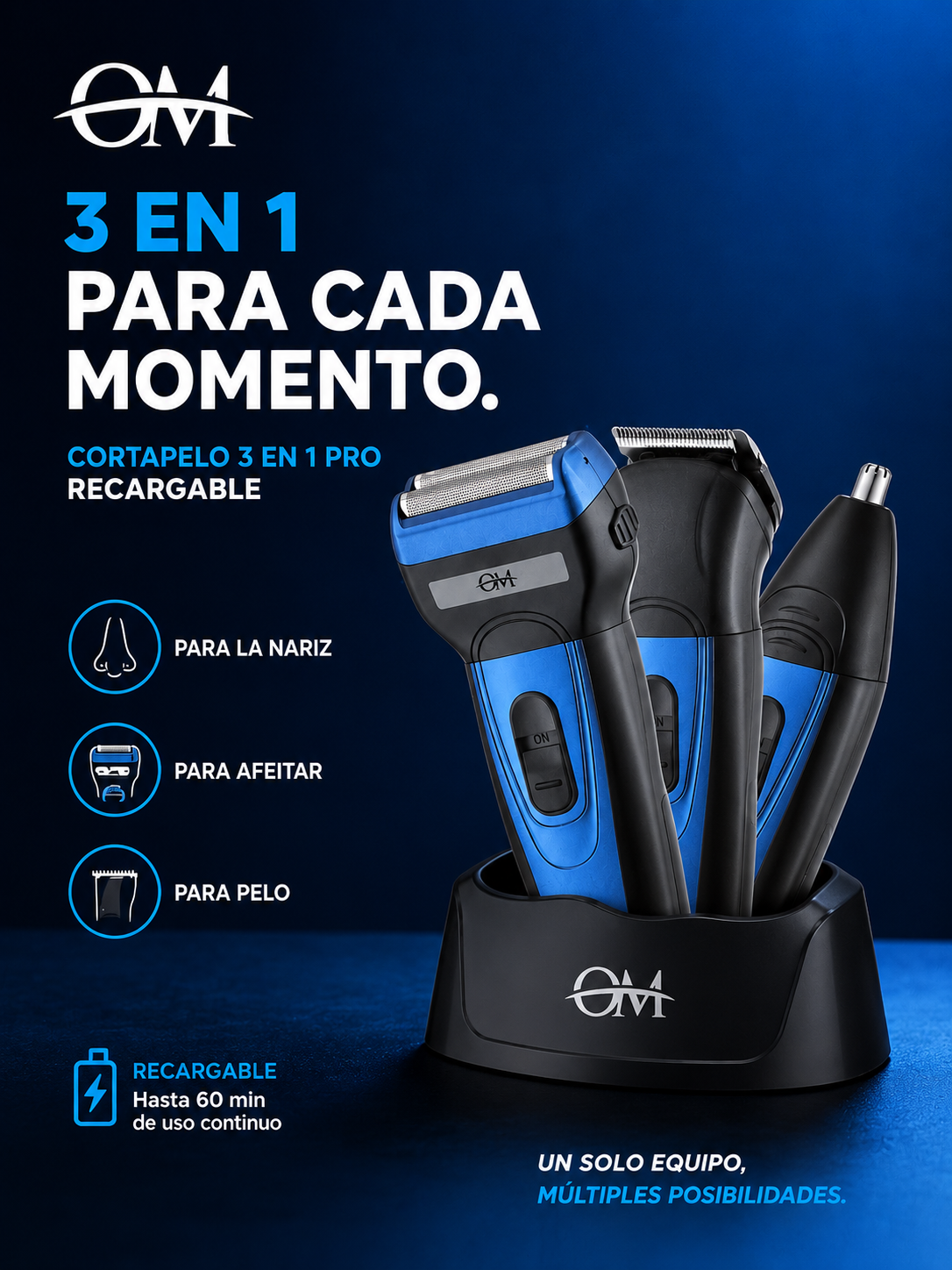Maquina de afeitar 3 en 1