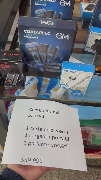 OFERTA DÍA DEL PADRE cortapelo 3 en 1 + cargador portatil + parlante portatil